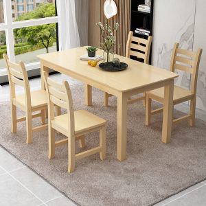 Bàn ăn gỗ sồi bàn ăn gỗ đặc kết hợp bàn ghế ăn hình chữ nhật khách sạn 4 người 6 bộ cho thuê phòng bàn vuông nhỏ - Hình 2