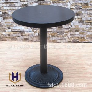 Bàn ăn gỗ sồi đen chân gang đúc chân Bàn ăn cafe chân Bàn ăn nhà hàng khung tròn - Hình 3