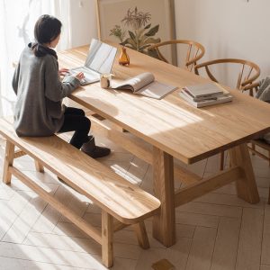 Bàn ăn gỗ tần bì theo phong cách wabi-sabi Bắc Âu homestay khách sạn nhà cà phê phòng khách nhà hàng sang trọng Bàn ăn gỗ đặc - Hình 2