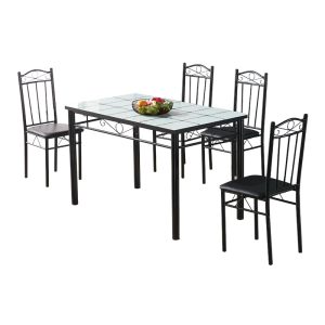 Bàn ăn gỗ thép bàn ăn kính bàn ghế phong cách đơn giản - Hình 2