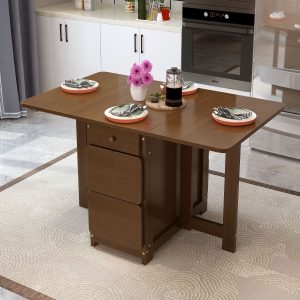 Bàn ăn gỗ thông gấp chung cư nhỏ đơn giản hiện đại gấp chữ nhật 140 nội thất Bàn ăn đa năng - Hình 2