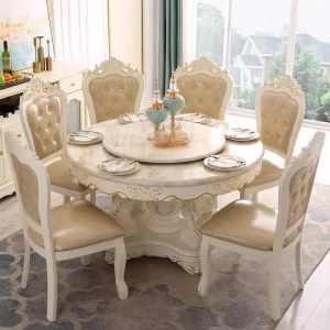 Bàn ăn hiện đại bằng đá cẩm thạch Đá cẩm thạch Ăn sáng Salon Bàn ăn tròn sang trọng Mesa De Jantar Bộ bàn ghế phòng khách - Hình 2
