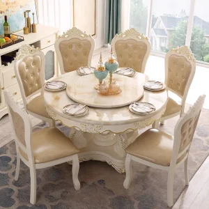 Bàn ăn hiện đại bằng đá cẩm thạch Đá cẩm thạch Ăn sáng Salon Bàn ăn tròn sang trọng Mesa De Jantar Bộ bàn ghế phòng khách - Hình 3