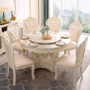 Bàn ăn hiện đại bằng đá cẩm thạch Đá cẩm thạch Ăn sáng Salon Bàn ăn tròn sang trọng Mesa De Jantar Bộ bàn ghế phòng khách
