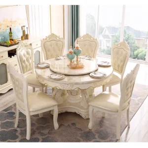 Bàn ăn hiện đại bằng đá cẩm thạch Đá cẩm thạch Ăn sáng Salon Bàn ăn tròn sang trọng Mesa De Jantar Bộ bàn ghế phòng khách - Hình 4