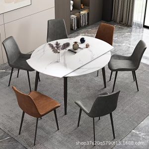 Bàn Ăn hiện đại tối giản kích thước căn hộ tròn có thể thu vào gấp bàn nhà hàng bàn ăn bàn ăn giản dị - Hình 3