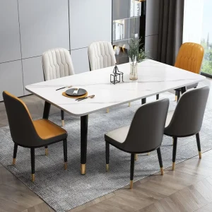Bàn Ăn Hình Chữ Nhật Trắng Bắc Âu Tối Giản Đá Cẩm Thạch Bàn Ăn Hiện Đại Ý Muebles Para El Hogar Nội Thất Gia Đình - Hình 3