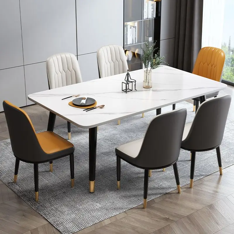 Bàn Ăn Hình Chữ Nhật Trắng Bắc Âu Tối Giản Đá Cẩm Thạch Bàn Ăn Hiện Đại Ý Muebles Para El Hogar Nội Thất Gia Đình - Hình 3 Bàn Ăn Hình Chữ Nhật Trắng Bắc Âu Tối Giản Đá Cẩm Thạch Bàn Ăn Hiện Đại Ý Muebles Para El Hogar Nội Thất Gia Đình - Hình 3