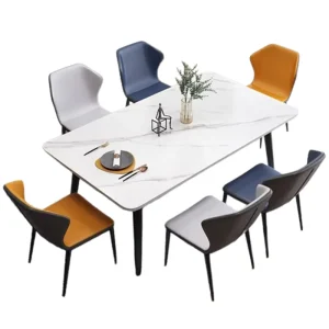 Bàn Ăn Hình Chữ Nhật Trắng Bắc Âu Tối Giản Đá Cẩm Thạch Bàn Ăn Hiện Đại Ý Muebles Para El Hogar Nội Thất Gia Đình - Hình 4