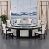 Bàn ăn khách sạn bàn tròn lớn 15 người 20 người hộ gia đình khách sạn gỗ nguyên khối bàn xoay điện mới của Trung Quốc bàn tròn có điện từ