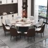 Bàn ăn khách sạn bàn tròn lớn bàn xoay điện xoay tự động 2 mét đá phiến đá cẩm thạch bàn ăn nhà hàng 10 người