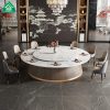 Bàn ăn khách sạn điện bàn tròn lớn đá phiến sang trọng bàn ăn bằng đá cẩm thạch cho 20 người hộp khách sạn bàn tiệc câu lạc bộ