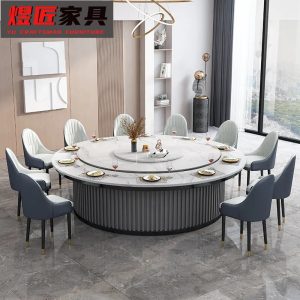 Bàn ăn khách sạn điện bàn tròn lớn tấm đá bàn ăn khách sạn nhà hàng nhà máy doanh nhân bàn lẩu vô hình 15/20 người