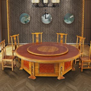Bàn ăn Khách sạn hiện đại điện gỗ đặc tròn 6 người 10 người 16 người nhà máy bán trực tiếp bàn ăn khách sạn và ghế bán buôn - Hình 3