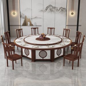Bàn ăn Khách sạn kiểu Trung Quốc mới bàn tròn điện lớn 15 người 20 người nhà hàng khách sạn hộp xoay tự động bàn tròn bàn lẩu bàn ghế - Hình 4
