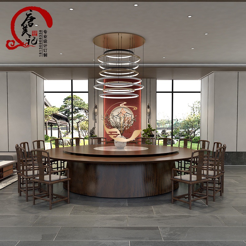Bàn ăn khách sạn kiểu Trung Quốc mới bàn tròn lớn 10 người 15 người 20 người homestay hộp gỗ đặc bàn lẩu quay điện - Hình 3 Bàn ăn khách sạn kiểu Trung Quốc mới bàn tròn lớn 10 người 15 người 20 người homestay hộp gỗ đặc bàn lẩu quay điện - Hình 3