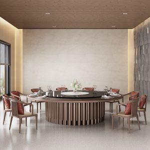 Bàn ăn khách sạn kiểu Trung Quốc mới bàn tròn lớn homestay câu lạc bộ nhà hàng sang trọng 20 người - Hình 2