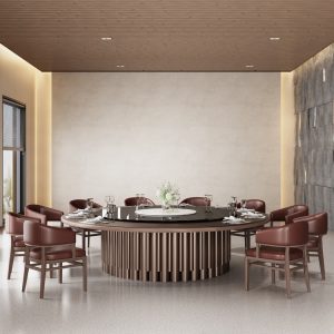 Bàn ăn khách sạn kiểu Trung Quốc mới bàn tròn lớn homestay câu lạc bộ nhà hàng sang trọng 20 người - Hình 4