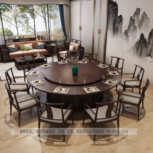 Bàn ăn khách sạn phong cách Trung Quốc mới bàn tròn lớn gỗ chắc chắn bàn xoay điện nhà câu lạc bộ homestay 20 người 15 hộp bàn lẩu tại chỗ