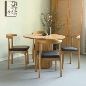 Bàn ăn kiểu khúc gỗ gia đình Bàn tròn phong cách wabi sabi Bàn ghế gỗ cứng bảng đá Bàn tròn giải trí quán cà phê Bàn đàm phán - Hình 2