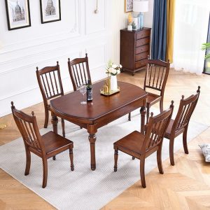 Bàn ăn kiểu Mỹ có thể thu vào gấp hình bầu dục tại nhà có thể thay đổi bàn tròn quốc gia retro tất cả kết hợp bàn ăn bằng gỗ nguyên khối và ghế