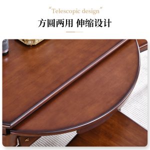 Bàn ăn kiểu Mỹ có thể thu vào gấp hình bầu dục tại nhà có thể thay đổi bàn tròn quốc gia retro tất cả kết hợp bàn ăn bằng gỗ nguyên khối và ghế - Hình 6