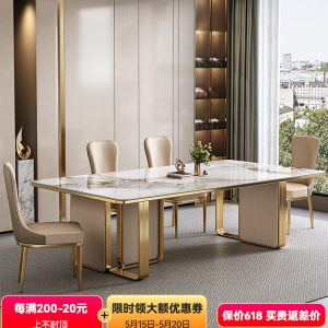 Bàn ăn kiểu Ý cổ điển tươi sáng sang trọng bằng đá phiến kết hợp bàn ghế hình chữ nhật theo phong cách tối giản hiện đại biệt thự - Hình 2