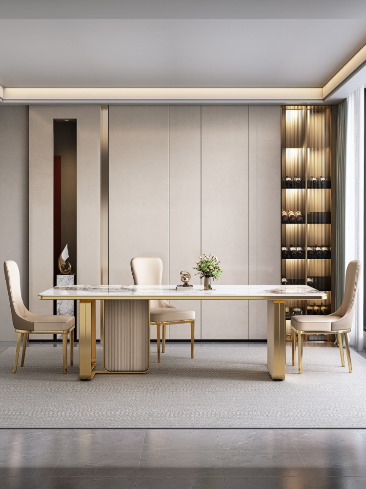 Bàn ăn kiểu Ý cổ điển tươi sáng sang trọng bằng đá phiến kết hợp bàn ghế hình chữ nhật theo phong cách tối giản hiện đại biệt thự - Hình 4 Bàn ăn kiểu Ý cổ điển tươi sáng sang trọng bằng đá phiến kết hợp bàn ghế hình chữ nhật theo phong cách tối giản hiện đại biệt thự - Hình 4