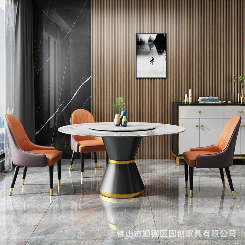 Bàn ăn mặt đá đơn giản hiện đại kiểu Ý tròn bằng đá cẩm thạch nhẹ sang trọng kết hợp bàn ghế ăn với bàn xoay nhà chung cư nhỏ - Hình 4 Bàn ăn mặt đá đơn giản hiện đại kiểu Ý tròn bằng đá cẩm thạch nhẹ sang trọng kết hợp bàn ghế ăn với bàn xoay nhà chung cư nhỏ - Hình 4
