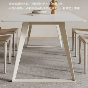 Bàn ăn mặt đá đơn giản kiểu Ý hiện đại đơn giản chữ nhật màu kem phong cách gia đình kết hợp bàn ăn sang trọng nhẹ nhàng - Hình 4
