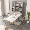 Bàn ăn mặt đá gấp tích hợp tủ rượu âm tủ kéo đa năng kết hợp bàn ăn gia đình đơn giản cho căn hộ chung cư nhỏ