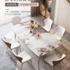 Bàn ăn mặt đá nhẹ sang trọng Bàn ăn phong cách Bắc Âu kết hợp ghế bàn đơn giản phòng khách chữ nhật lưới đỏ phong cách Ý đơn giản
