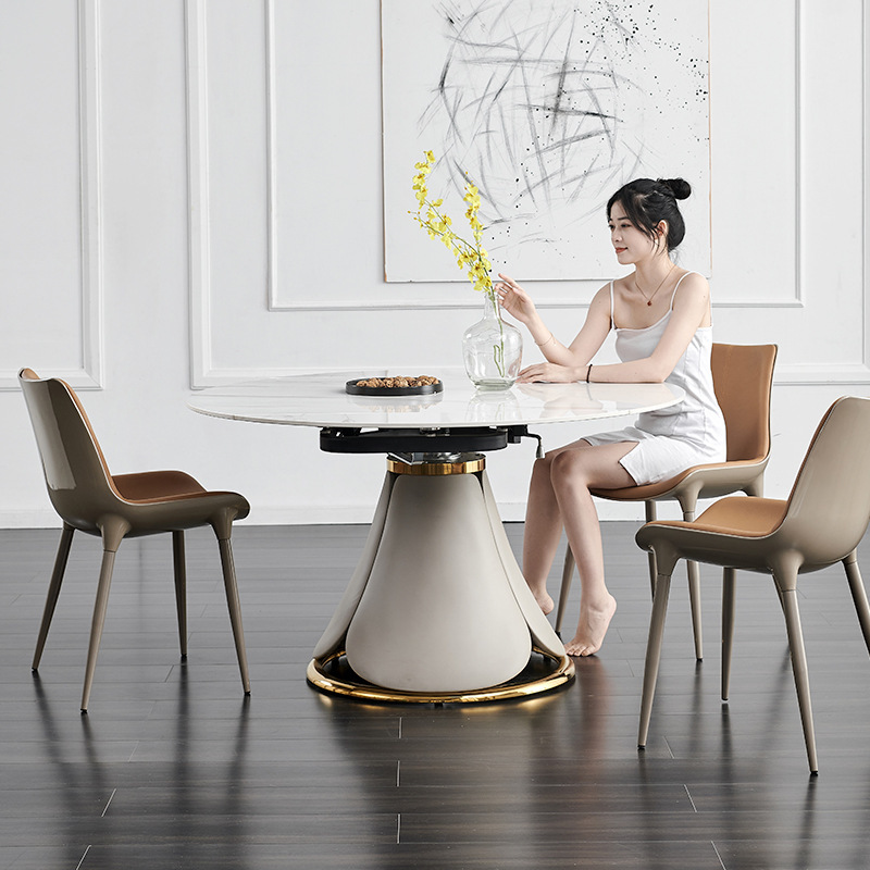 Bàn ăn mặt đá nhẹ sang trọng bàn tròn biến hình vuông tròn kép xoay kính gia đình gia đình tròn 6 người 10 bàn ăn - Hình 4 Bàn ăn mặt đá nhẹ sang trọng bàn tròn biến hình vuông tròn kép xoay kính gia đình gia đình tròn 6 người 10 bàn ăn - Hình 4