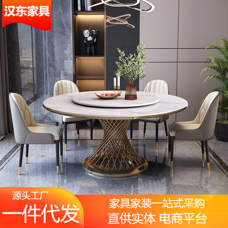 Bàn ăn mặt đá sang trọng nhẹ nhàng kết hợp bàn ghế tròn nhà đơn giản hình tròn gia đình bàn xoay bàn ăn đá cẩm thạch Ý Bàn ăn mặt đá sang trọng nhẹ nhàng kết hợp bàn ghế tròn nhà đơn giản hình tròn gia đình bàn xoay bàn ăn đá cẩm thạch Ý