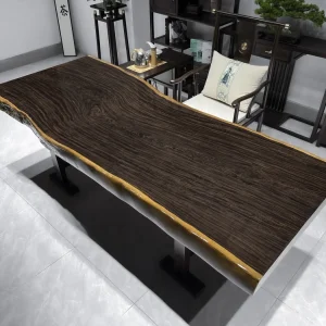 Bàn ăn Mẫu mới phổ biến Nam Mỹ Quả óc chó hình dạng tự nhiên Mặt bàn Live Edge Tấm gỗ Bàn ăn - Hình 3