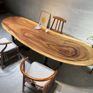 Bàn ăn Mẫu mới phổ biến Nam Mỹ Quả óc chó hình dạng tự nhiên Mặt bàn Live Edge Tấm gỗ Bàn ăn - Hình 4