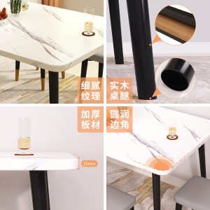 Bàn ăn nhà gia đình đơn giản cho thuê phòng bàn hình chữ nhật đơn giản thương mại bàn ăn nhỏ kết hợp bàn ăn và ghế - Hình 2