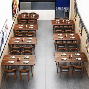 Bàn Ăn Nhà hàng thức ăn nhanh bàn ghế kết hợp nhà hàng mì nhà hàng ăn sáng bàn ăn tiết kiệm khách sạn bàn ăn thương mại bàn chữ nhật - Hình 3
