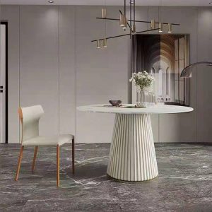 Bàn ăn Nhà thiết kế cao cấp đẹp sang trọng sáng đá phiến bàn ăn tròn hiện đại hộ gia đình bàn ăn cỡ nhỏ và ghế - Hình 2