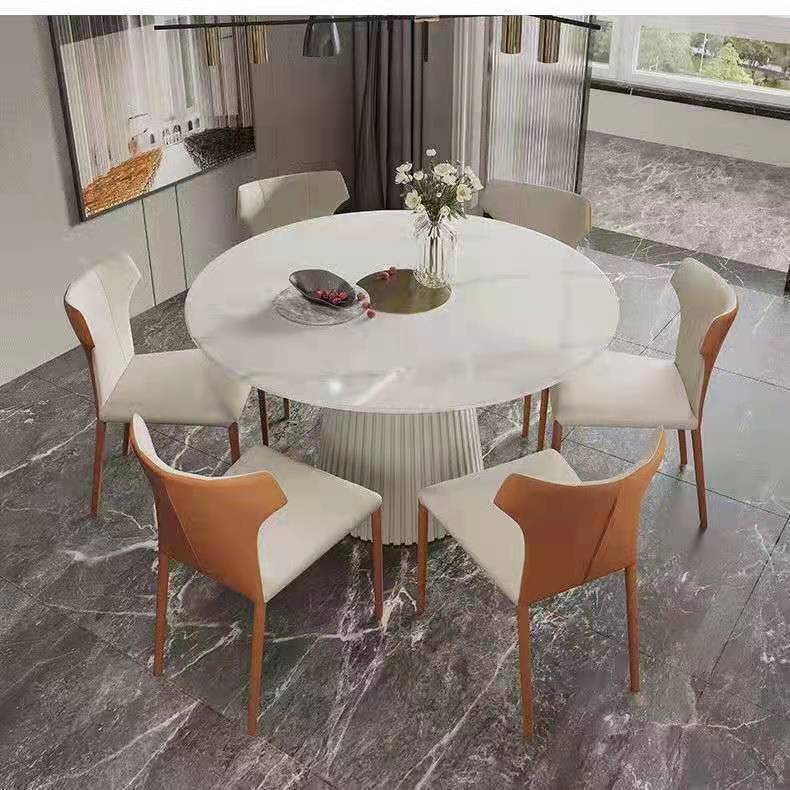 Bàn ăn Nhà thiết kế cao cấp đẹp sang trọng sáng đá phiến bàn ăn tròn hiện đại hộ gia đình bàn ăn cỡ nhỏ và ghế Bàn ăn Nhà thiết kế cao cấp đẹp sang trọng sáng đá phiến bàn ăn tròn hiện đại hộ gia đình bàn ăn cỡ nhỏ và ghế