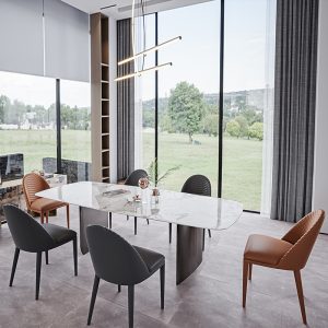 Bàn ăn Nhà thiết kế người Bàn ăn phong cách Ý đẹp sang trọng đá phiến đá bàn ăn và ghế bàn ăn gia đình nhỏ hình chữ nhật hiện đại đơn giản - Hình 4