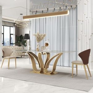 Bàn ăn nhập khẩu bằng đá phiến sáng màu sáng sang trọng hiện đại tối giản cao cấp thiết kế nhà hàng biệt thự nhà hàng hình chữ nhật bàn đảo