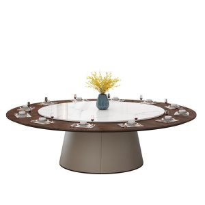 Bàn ăn nhập khẩu Trung Quốc mới bằng gỗ nguyên khối bàn tròn lớn khách sạn 20 người bàn ăn điện và ghế câu lạc bộ tư nhân hộp bàn ăn và ghế nội thất - Hình 3