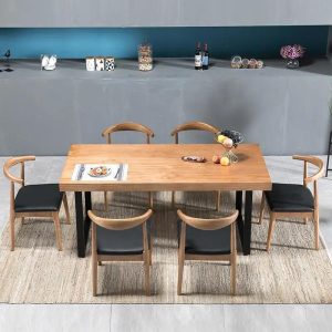 Bàn Ăn nhẹ bàn ăn kết hợp ghế gỗ chữ nhật gia đình nhà hàng món tráng miệng bàn ăn thức ăn nhanh - Hình 3