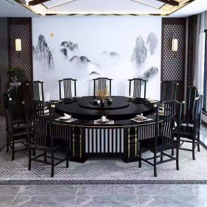 Bàn ăn Nồi lẩu quay điện bàn câu lạc bộ phong cảnh bàn hộp doanh nhân bàn tròn 20 người khách sạn bàn ăn lớn gia đình