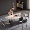 Bàn ăn Pandora mặt đá sáng bóng Bộ bàn ăn treo Minotii kết hợp ghế đá cao cấp 1.8m mặt đá sang trọng kiểu Ý