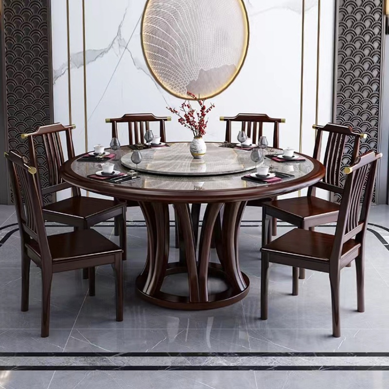 Bàn ăn phiến gỗ nguyên khối phong cách Trung Quốc mới Bàn tròn sang trọng dành cho gia đình 10 người Bàn tròn lớn 1,8m mét kết hợp bàn ghế nhà hàng - Hình 3 Bàn ăn phiến gỗ nguyên khối phong cách Trung Quốc mới Bàn tròn sang trọng dành cho gia đình 10 người Bàn tròn lớn 1,8m mét kết hợp bàn ghế nhà hàng - Hình 3