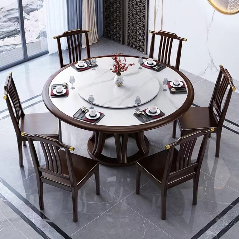 Bàn ăn phiến gỗ nguyên khối phong cách Trung Quốc mới Bàn tròn sang trọng dành cho gia đình 10 người Bàn tròn lớn 1,8m mét kết hợp bàn ghế nhà hàng - Hình 4 Bàn ăn phiến gỗ nguyên khối phong cách Trung Quốc mới Bàn tròn sang trọng dành cho gia đình 10 người Bàn tròn lớn 1,8m mét kết hợp bàn ghế nhà hàng - Hình 4