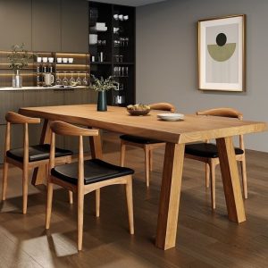 Bàn ăn phong cách châu Âu khúc gỗ hình chữ nhật ghế ăn gỗ chắc chắn Bàn ăn phong cách Bắc Âu cafe Bàn cổ điển Mỹ - Hình 2