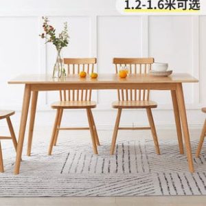 Bàn Ăn phong cách Nhật Bản toàn bộ bằng gỗ nguyên khối Bàn ăn gỗ sồi đơn giản và ghế kết hợp bàn ăn hình chữ nhật căn hộ nhỏ bằng gỗ tròn kiểu Bắc Âu